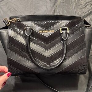 Michael Kors Black Chevron Satchel